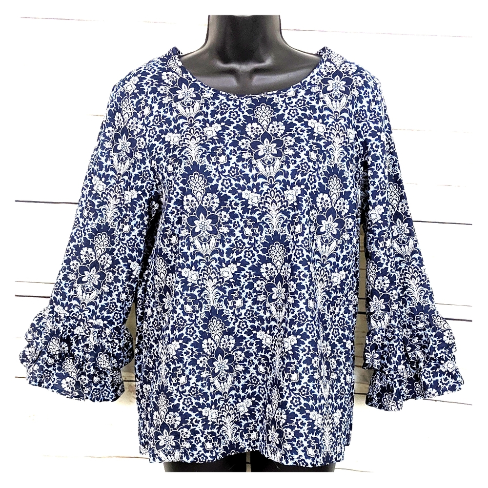 EUC ~ J CREW Ruffle Sleeve Top